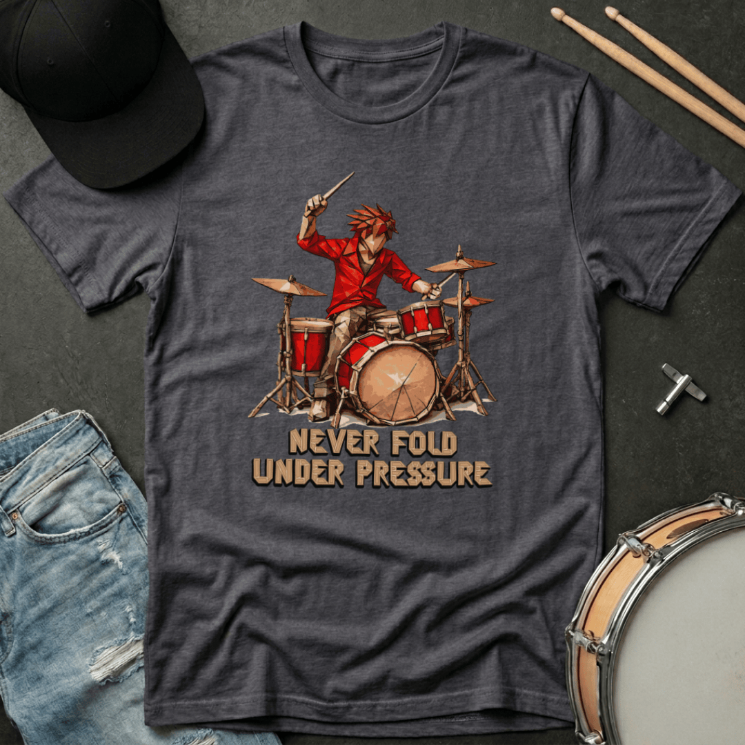 T-Shirt Never Fold Under Pressure "Origami Drummer" T-Shirt