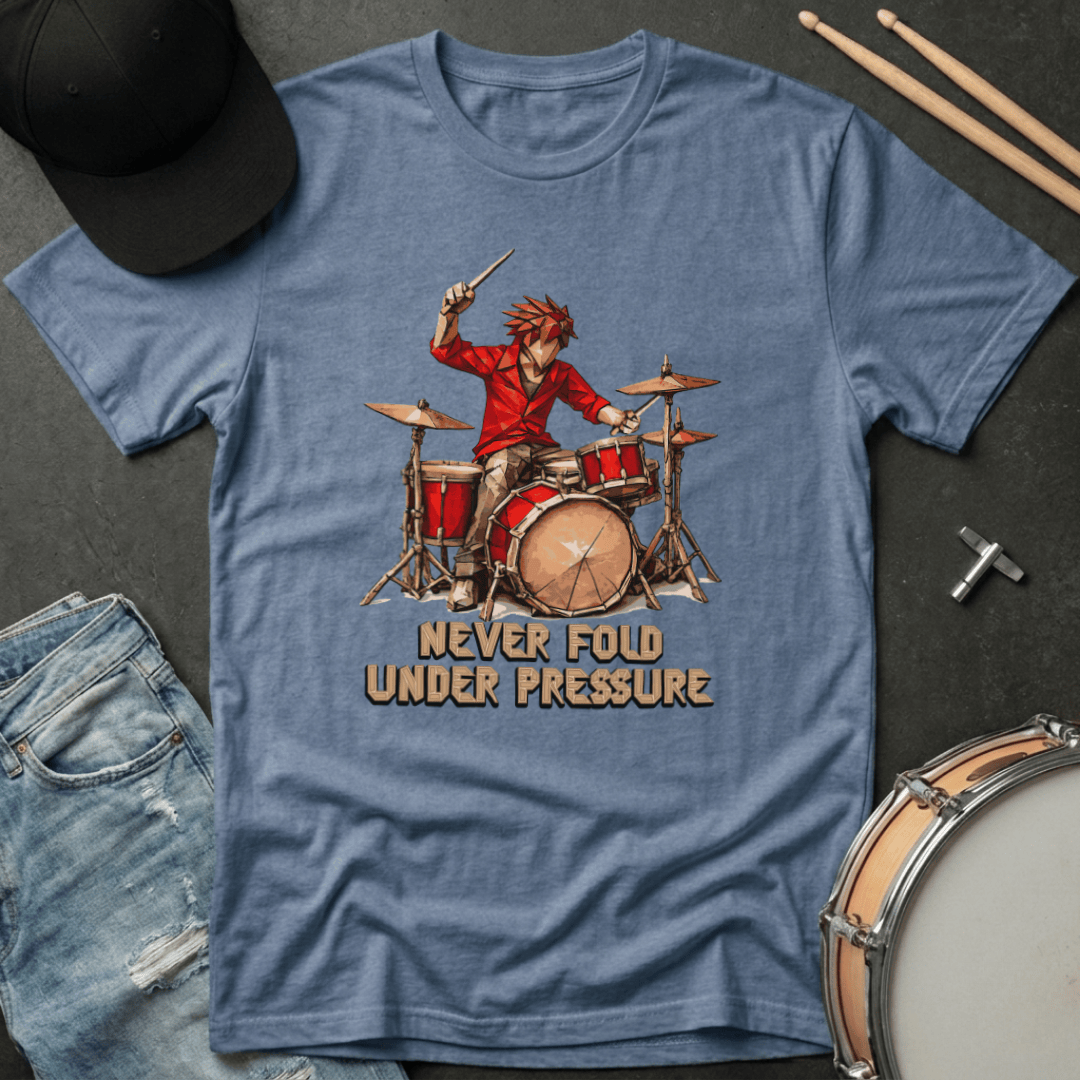 T-Shirt Never Fold Under Pressure "Origami Drummer" T-Shirt