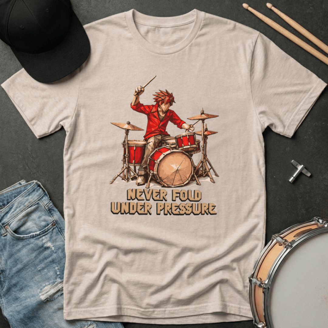 T-Shirt Never Fold Under Pressure "Origami Drummer" T-Shirt