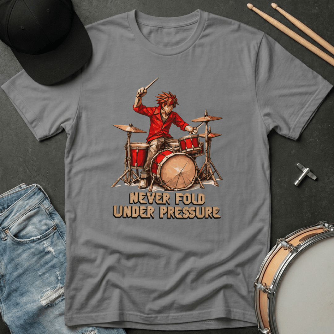 T-Shirt Never Fold Under Pressure "Origami Drummer" T-Shirt