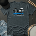 T-Shirt Police Support American Flag Drum Kit Silhouette T-Shirt